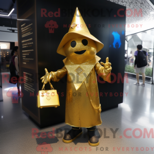 Gold Wizard maskot kostume...