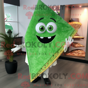 Grøn Pizza Slice maskot...