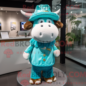 Turquoise Cow mascot...