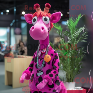 Magenta Giraffe maskot...
