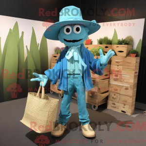 Cyan fugleskræmsel maskot...