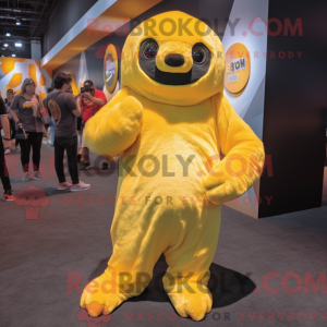 Yellow Sloth mascot costume...