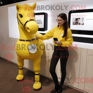 Yellow Horse maskot kostume...