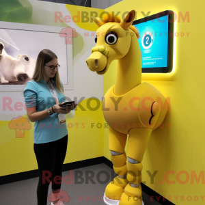 Yellow Horse maskot kostume...