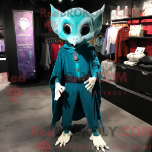 Teal Vampire maskot kostume...
