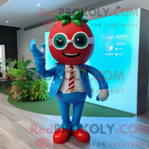 Cyan Strawberry Maskottchen...