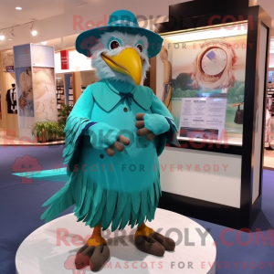 Teal Eagle mascot costume...