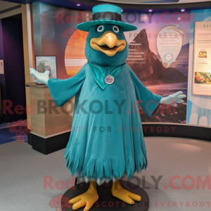 Teal Eagle mascot costume...