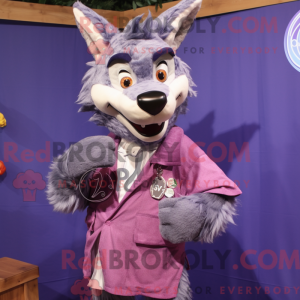 Paarse Wolf-mascottekostuum...