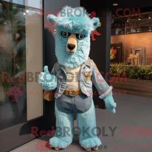 Teal Alpaca mascot costume...