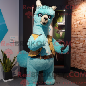 Teal Alpaca mascot costume...