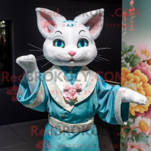Cyan Cat mascot costume...