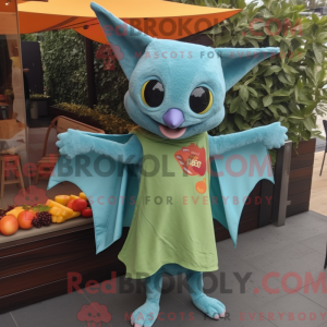 Teal Fruit Bat mascot...