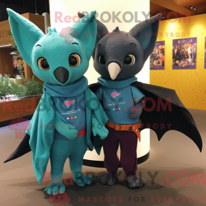 Teal Fruit Bat Maskottchen...