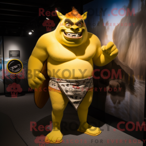 Yellow Ogre mascot costume...