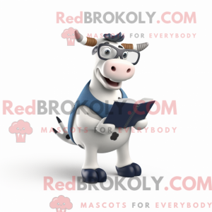 Navy Holstein Cow maskot...