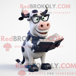 Navy Holstein Cow mascot...