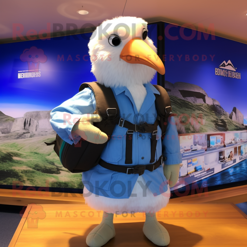 White Albatross mascot costume character dressed with a Bermuda Shorts ...