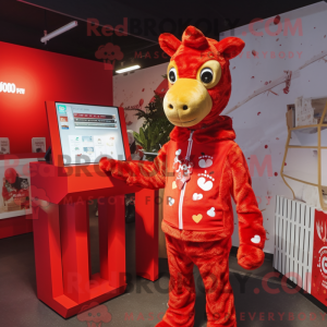 Red Giraffe mascot costume...