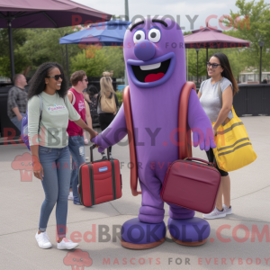 Purple Hot Dog mascot...