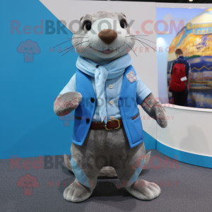 Sky Blue Otter maskot...