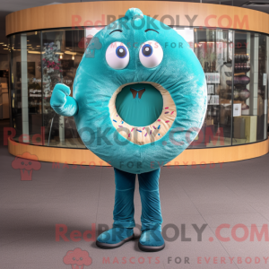 Teal Donut mascottekostuum...