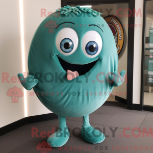 Teal Donut mascot costume...
