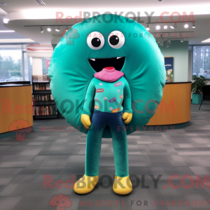 Teal Donut mascot costume...