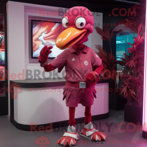 Maroon Flamingo mascot...
