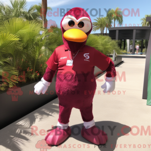 Maroon Flamingo mascot...