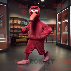 Maroon Flamingo mascot...