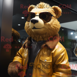 Gold Beaver maskot kostume...