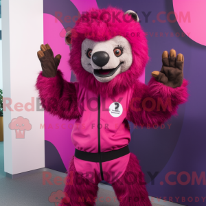 Magenta Sloth Bear maskot...