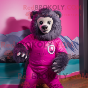 Magenta Sloth Bear maskot...