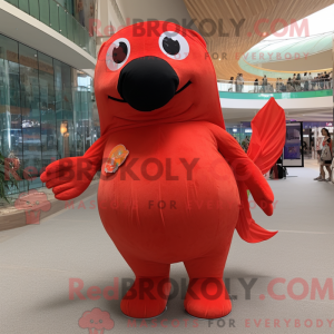 Red Salmon mascot costume...