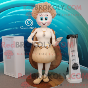 Cream Celtic Harp mascot...