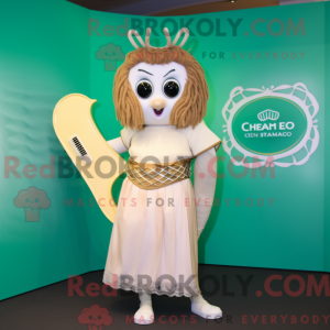 Cream Celtic Harp maskot...