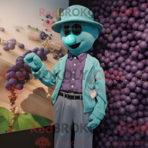 Teal Grape maskot kostume...