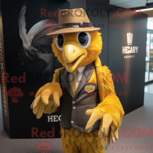 Gold Harpy mascot costume...