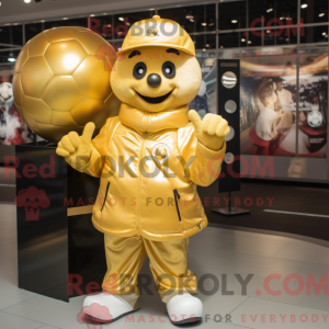 Gold Soccer Ball mascot...