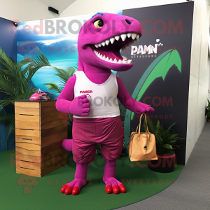 Magenta T Rex maskot...