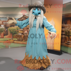 Cyan fugleskræmsel maskot...