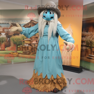 Cyan Scarecrow mascot...