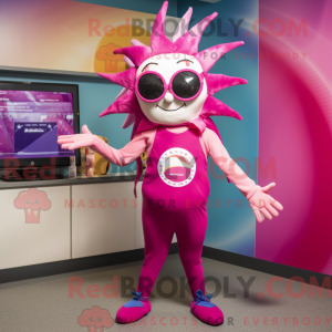 Magenta Ray mascot costume...