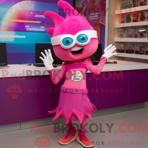 Magenta Ray mascot costume...