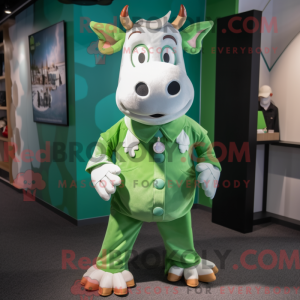 Green Cow mascot costume...