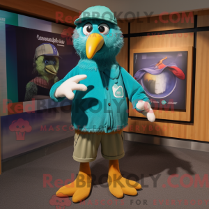 Teal Kiwi mascot costume...
