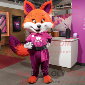 Magenta Fox mascot costume...