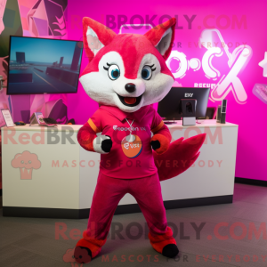 Magenta Fox maskot kostume...