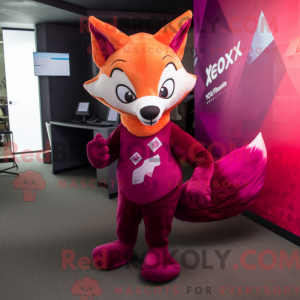 Magenta Fox maskot kostume...